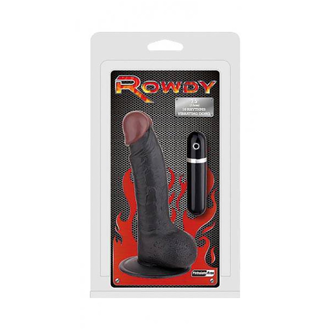 VIBRATORE NERO CON VENTOSA 19 CM ROWDY