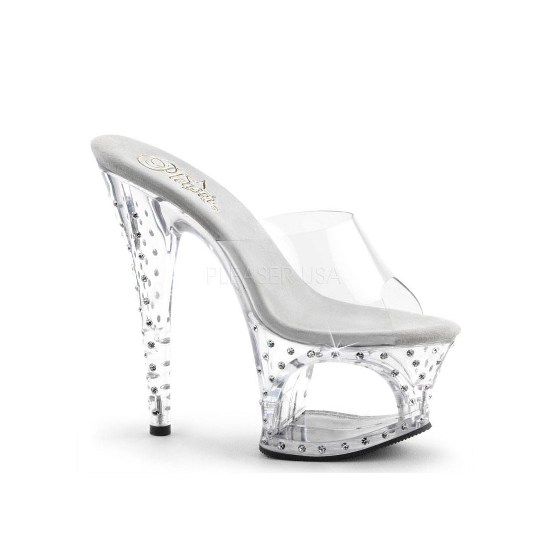 SANDALI TACCO 17,5 CM TRASPARENTI CON STRASS E...