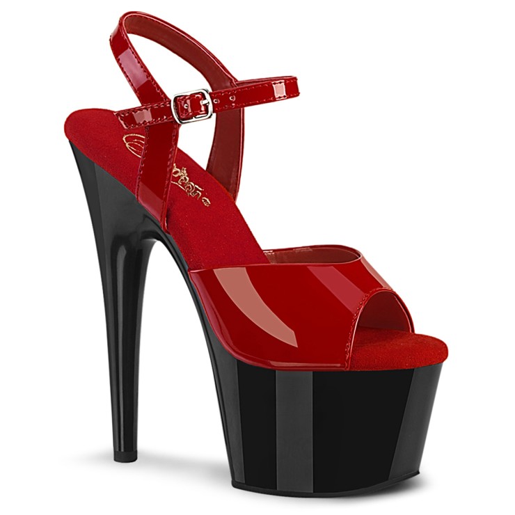 SANDALI SEXY TACCO 17-18CM BICOLORE ROSSO E NERO CON...