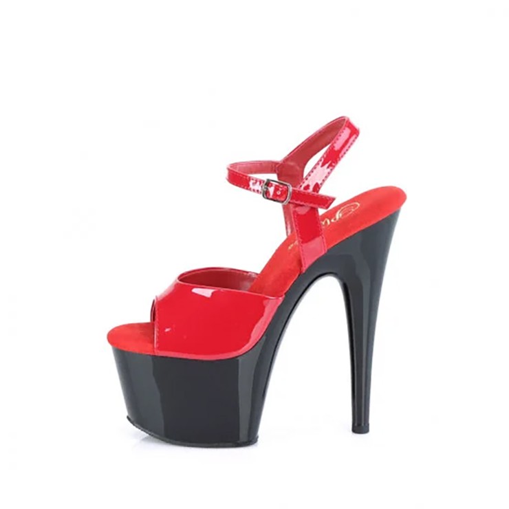 SANDALI SEXY TACCO 17-18CM BICOLORE ROSSO E NERO CON... 2