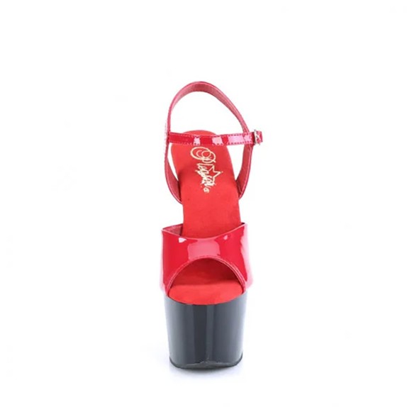 SANDALI SEXY TACCO 17-18CM BICOLORE ROSSO E NERO CON CINTURINO PLEASER