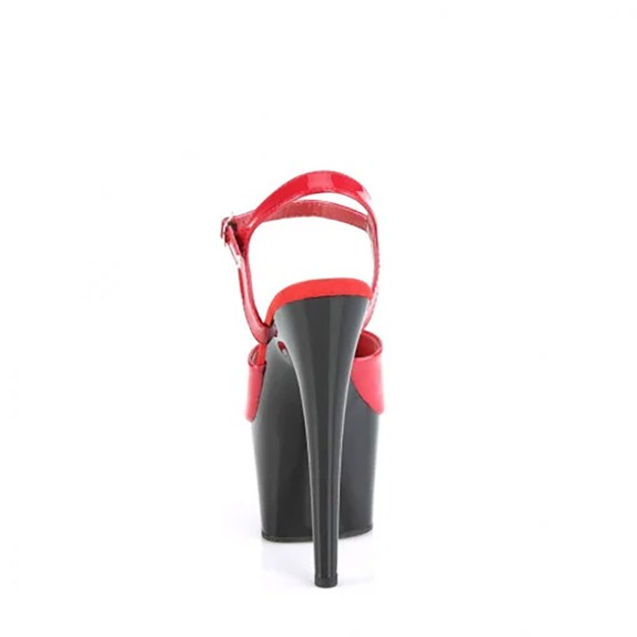 SANDALI SEXY TACCO 17-18CM BICOLORE ROSSO E NERO CON CINTURINO PLEASER