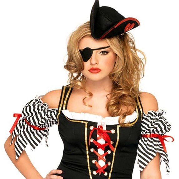 CAPPELLO DA PIRATA SEXY E BENDA A CUORE KIT TRAVESTIMENTO DA PIRATA