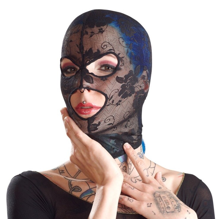 MASCHERA SEXY PER DONNA IN PIZZO E RETE NERA BAD KITTY 2