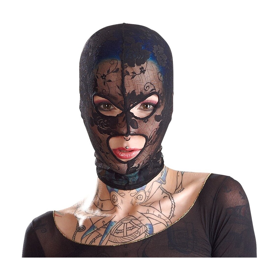 MASCHERA SEXY PER DONNA IN PIZZO E RETE NERA...