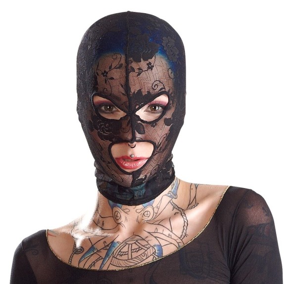 MASCHERA SEXY PER DONNA IN PIZZO E RETE NERA BAD KITTY