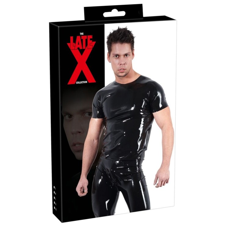 MAGLIETTA SEXY PER UOMO IN LATEX MANICHE CORTE