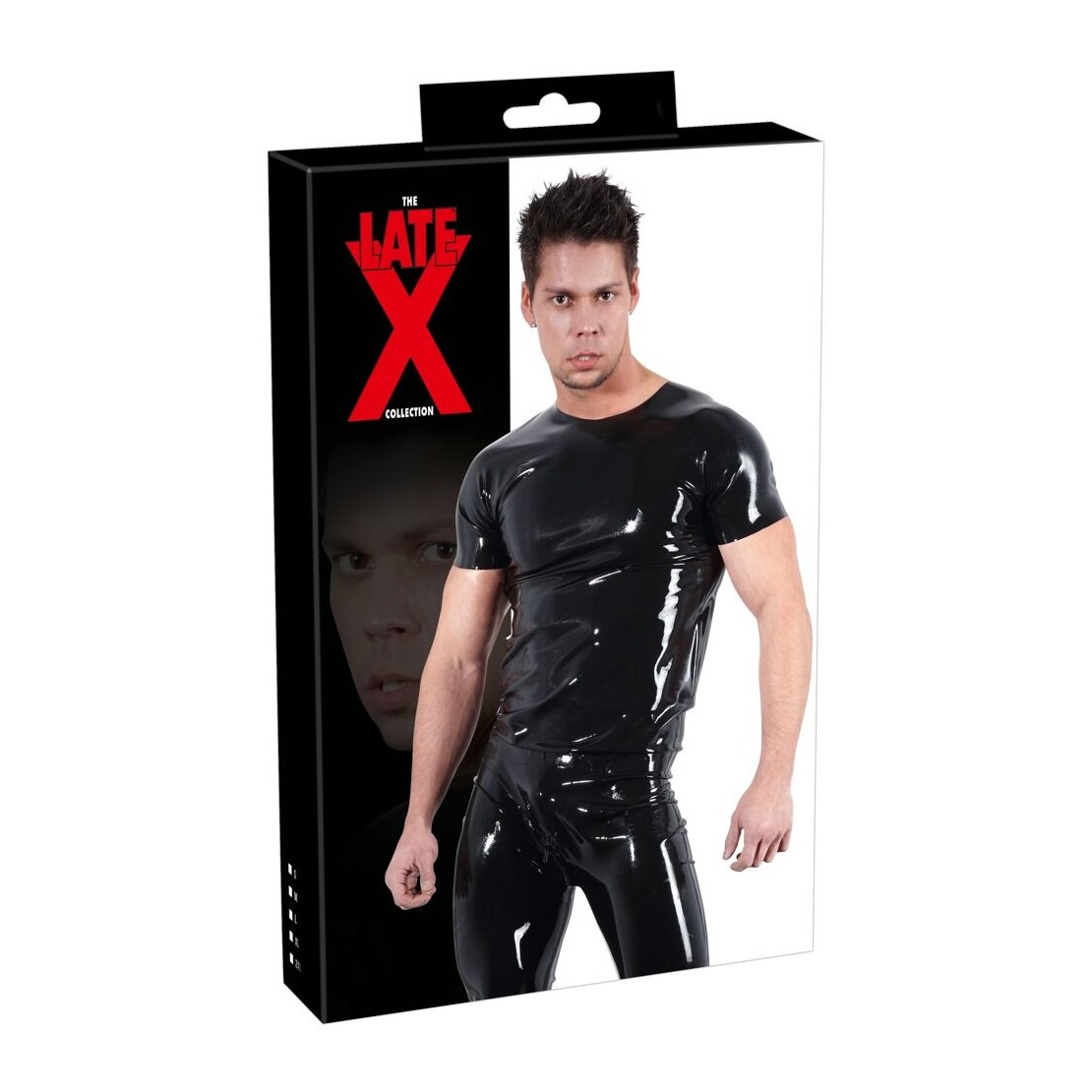 MAGLIETTA SEXY PER UOMO IN LATEX MANICHE CORTE
