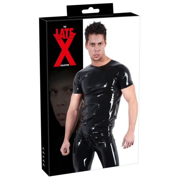 MAGLIETTA SEXY PER UOMO IN LATEX MANICHE CORTE