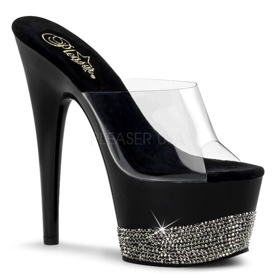 SANDALO STRASS ALTO 17-18 CM NERO