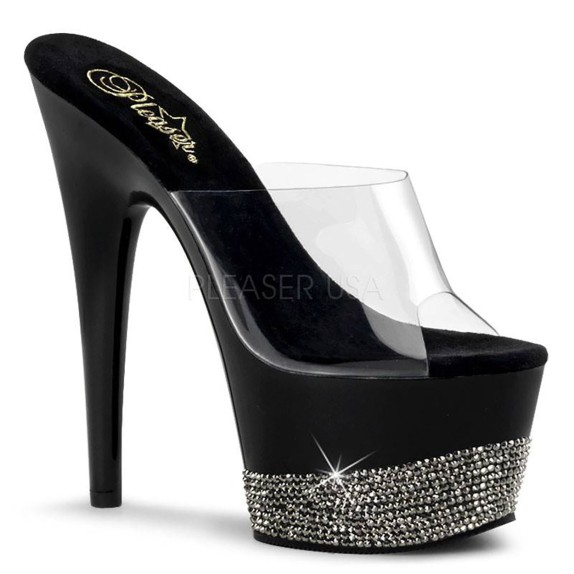 SANDALO STRASS ALTO 17-18 CM NERO