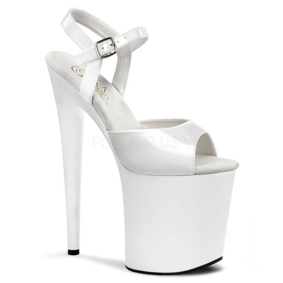SANDALO SEXY TACCO 20 CM CON CINTURINO BIANCO