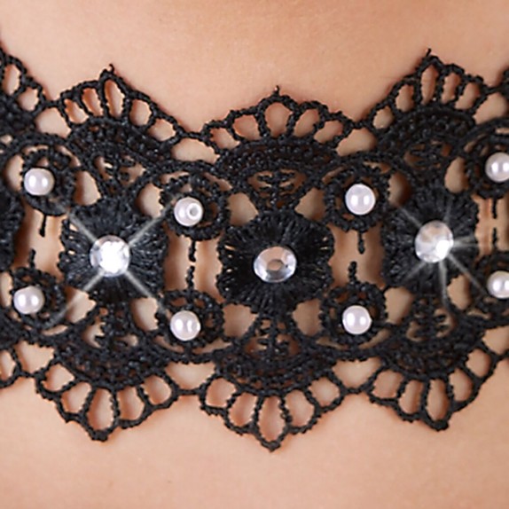 COLLARE SEXY IN PIZZO CON STRASS HALSBAND