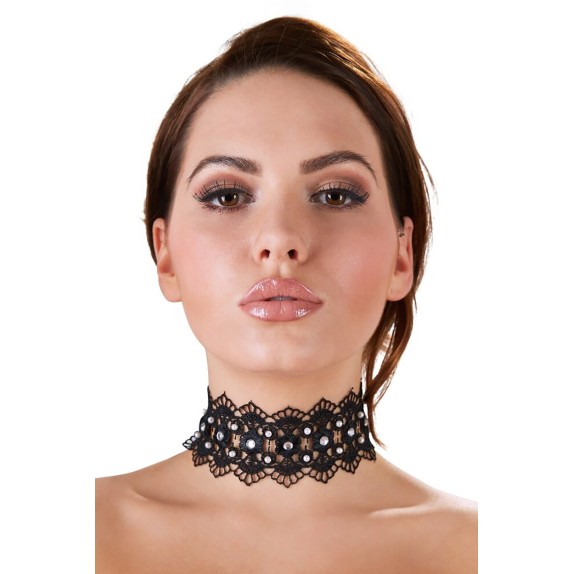 COLLARE SEXY IN PIZZO CON STRASS HALSBAND