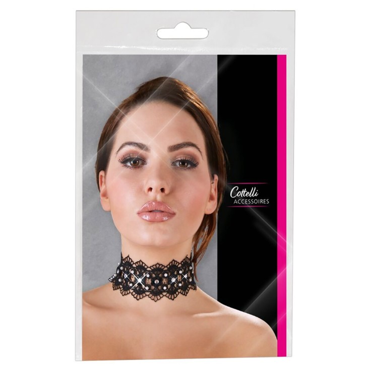 COLLARE SEXY IN PIZZO CON STRASS HALSBAND