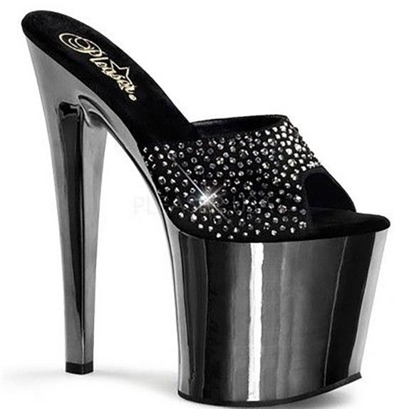 SANDALI LAP DANCE METALLIZZATI CON BORCHIE 19 CM