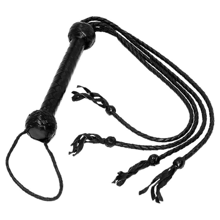 FRUSTA IN PELLE CON 4 FRANGE CON NODI 76 CM