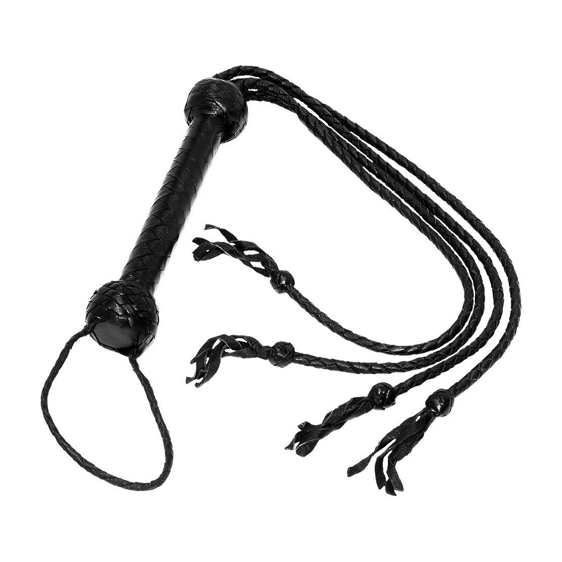 FRUSTA IN PELLE CON 4 FRANGE CON NODI 76 CM