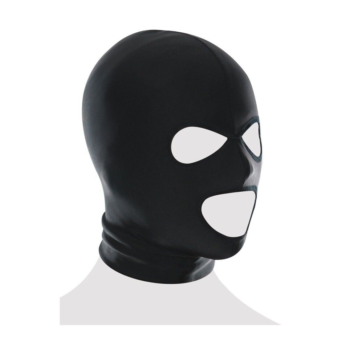 MASCHERA CAPPUCCIO SEXY FETISH FANTASY CON 3 FORI