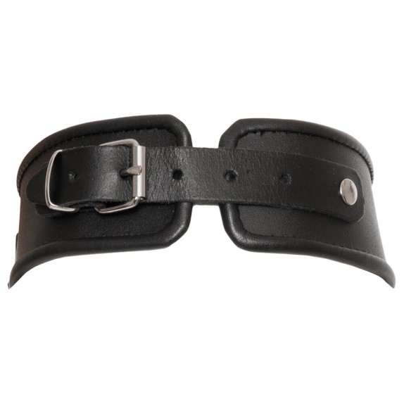 COLLARE CON MANETTE SEXY FETISH NERE IN CUOIO REGOLABILE