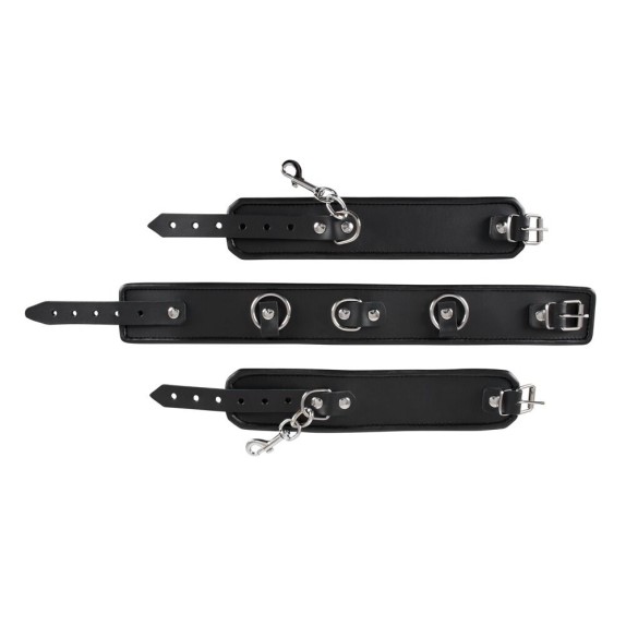 COLLARE CON MANETTE SEXY FETISH NERE IN CUOIO REGOLABILE