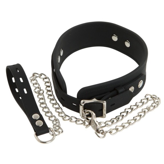 COLLARE SEXY CON GUINZAGLIO PER UOMO E DONNA REGOLABILE IN SILICONE RIVESTIMENTO TESSUTO