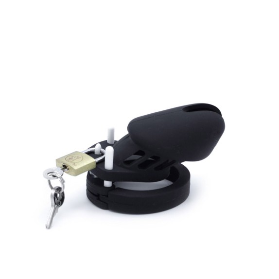 CINTURA DI CASTITA' PER UOMO SEX TOY IN SILICONE NERO REGOLABILE KIOTOS