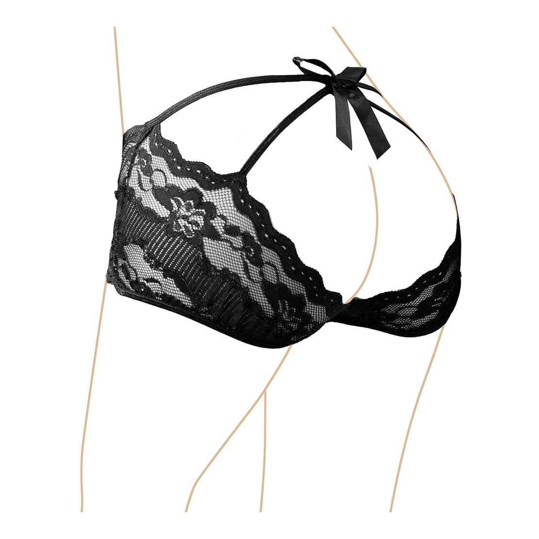 CULOTTE PIZZO APERTE NERE CON FIOCCO