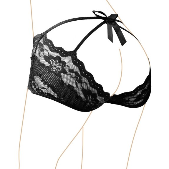 CULOTTE PIZZO APERTE NERE CON FIOCCO