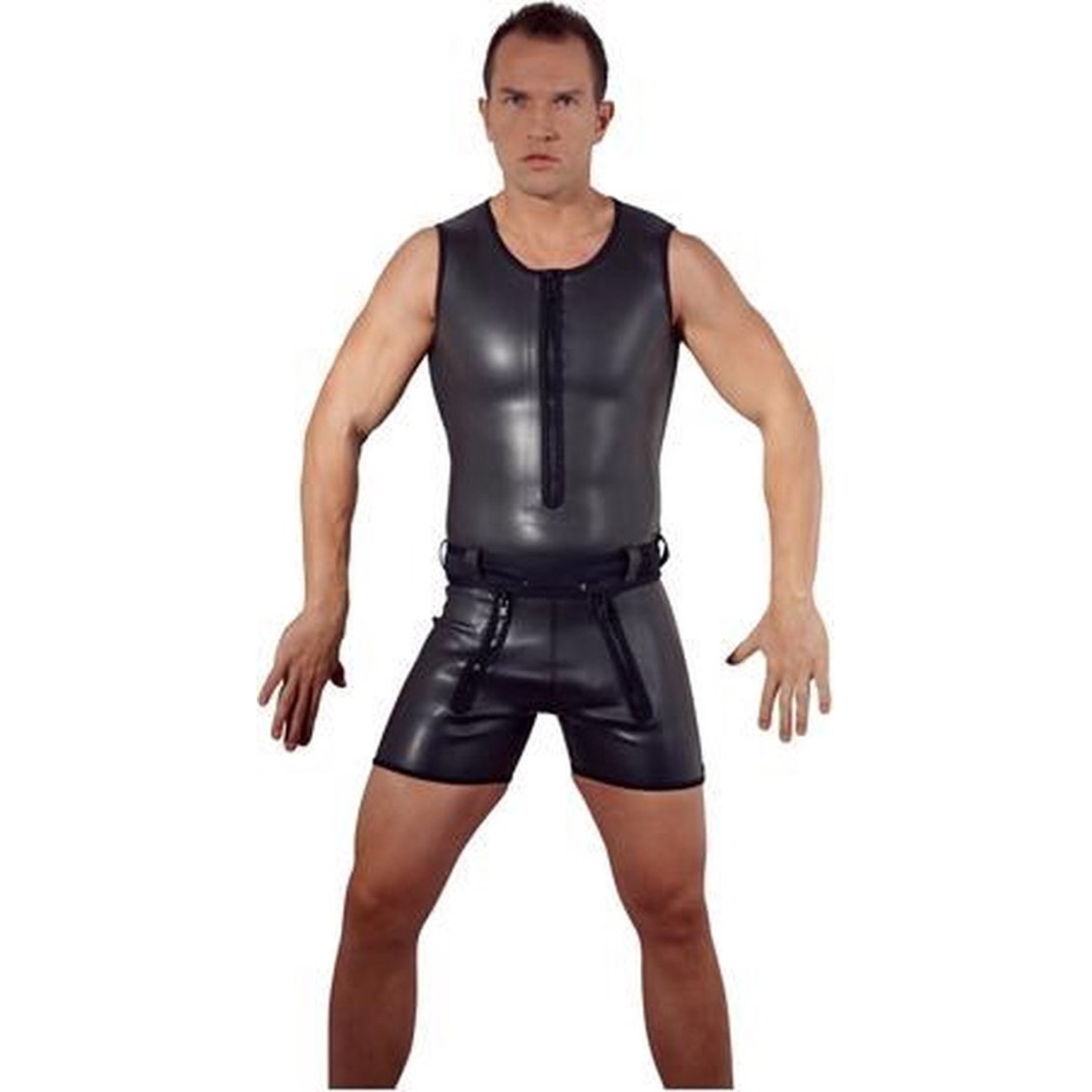 TUTA IN LATTICE ELASTICIZZATO PER UOMO NERA CON...