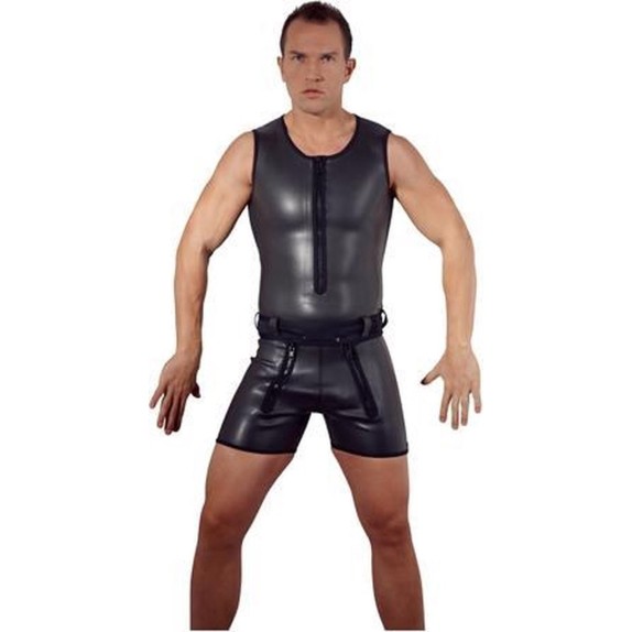 TUTA IN LATTICE ELASTICIZZATO PER UOMO NERA CON ZIP