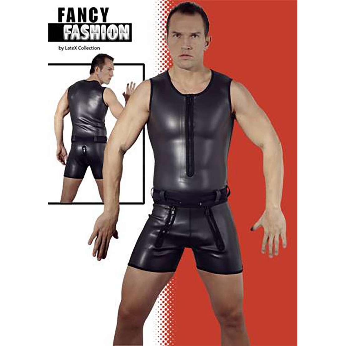 TUTA IN LATTICE ELASTICIZZATO PER UOMO NERA CON...