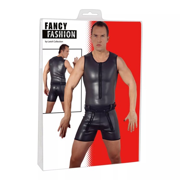 TUTA IN LATTICE ELASTICIZZATO PER UOMO NERA CON ZIP