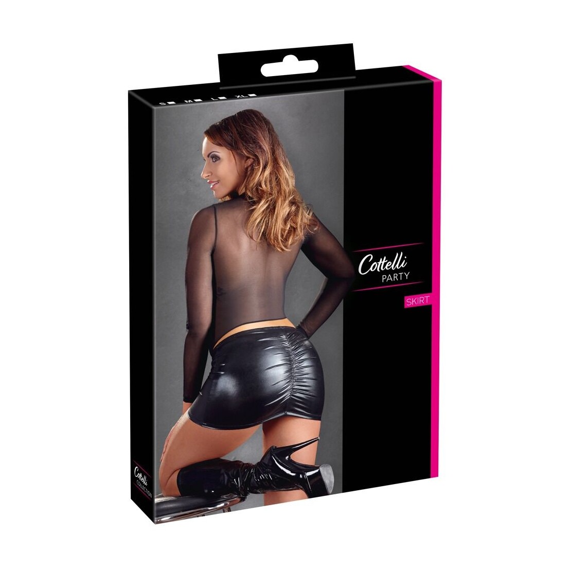 SEXY MINIGONNA NERO LUCIDO EFFETTO BAGNATO