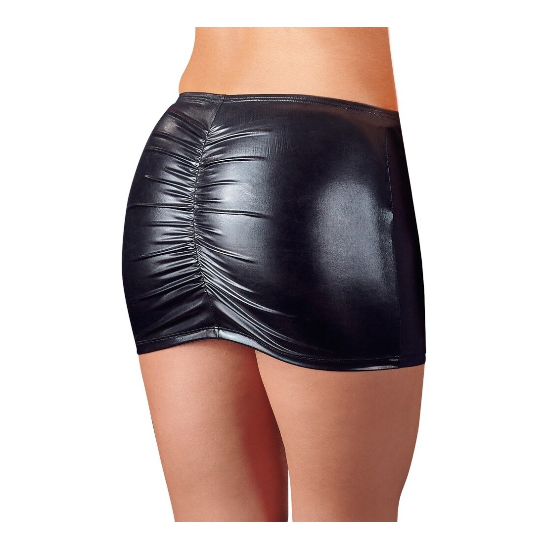 SEXY MINIGONNA NERO LUCIDO EFFETTO BAGNATO
