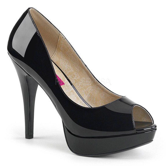 SCARPE SEXY NERE OPEN TOE TACCO 12 CM PLEASER