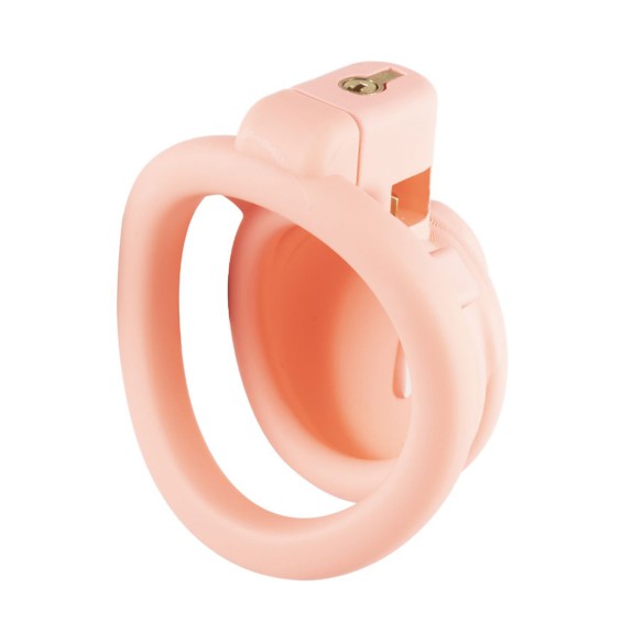 CINTURA DI CASTITÀ PER UOMO CORTA A FORMA DI VAGINA ROSA CON ANELLI E LUCCHETTO