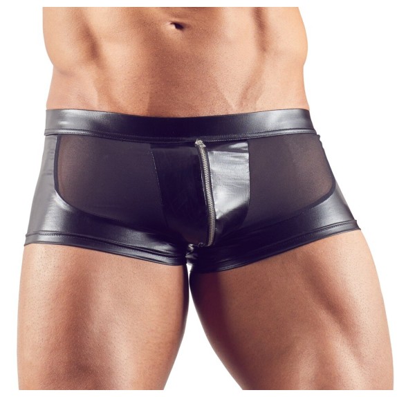 SEXY BOXER PER UOMO IN SPANDEX E MICRO RETE CON ZIP