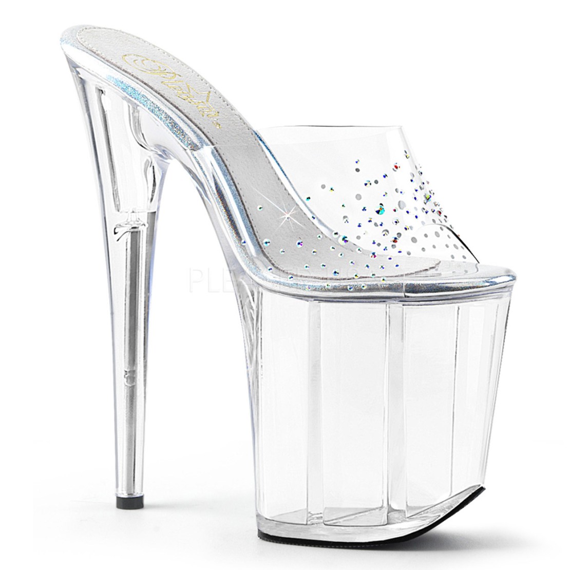 SANDALO CON STRASS TACCO 20 CM ZEPPA A RIGHE