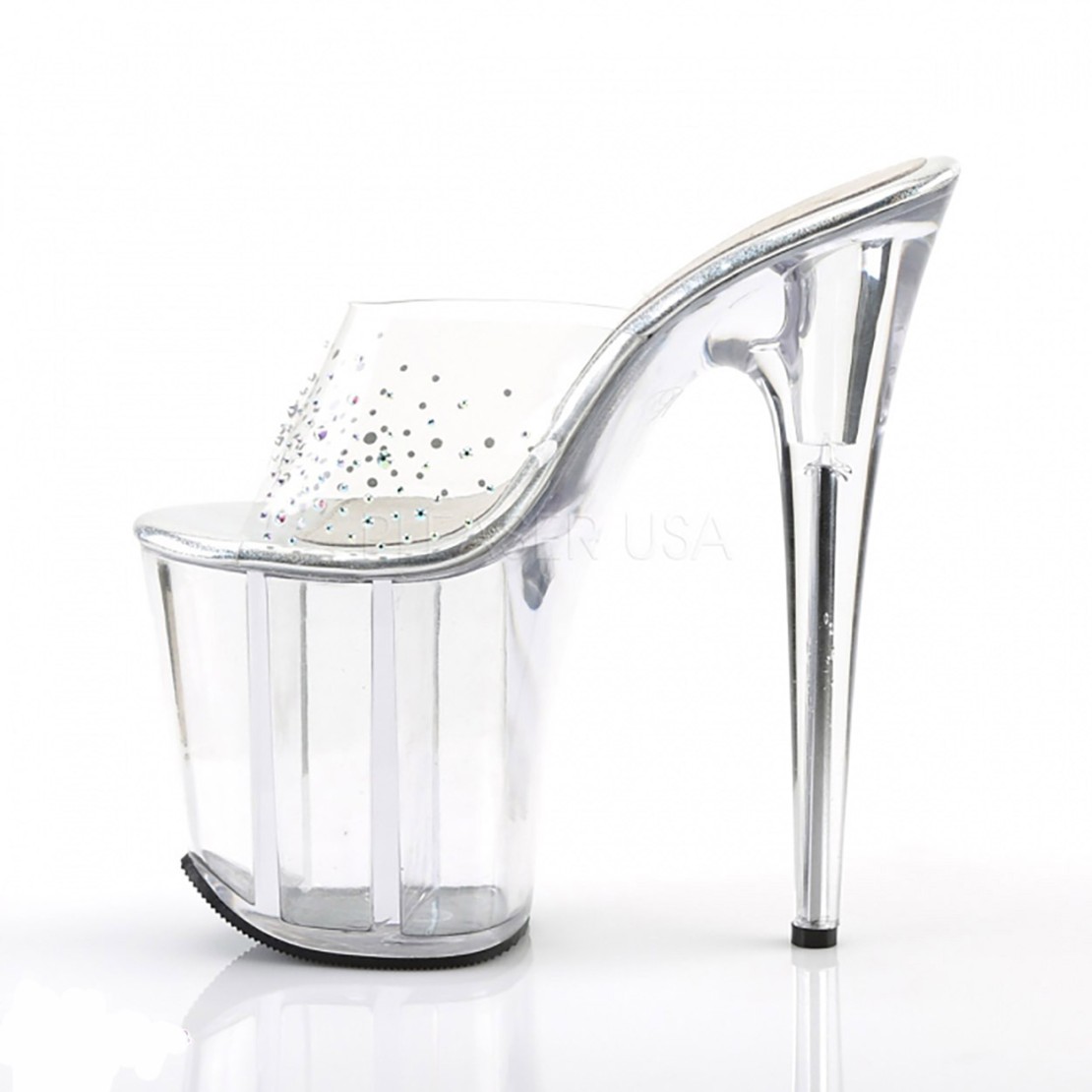 SANDALO CON STRASS TACCO 20 CM ZEPPA A RIGHE