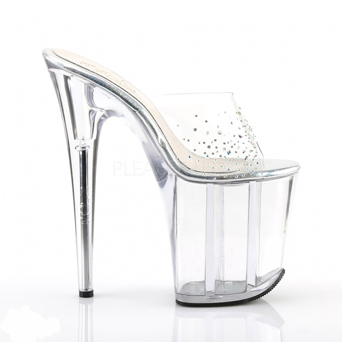 SANDALO CON STRASS TACCO 20 CM ZEPPA A RIGHE