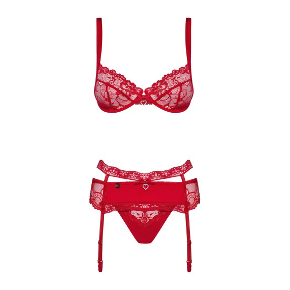 COMPLETINO INTIMO SEXY PER DONNA SET TRE PEZZI HEARTINA