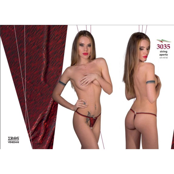 STRING PERIZOMA SEXY PER DONNA IN LAME' ROSSO APERTO ALL'INGUINE