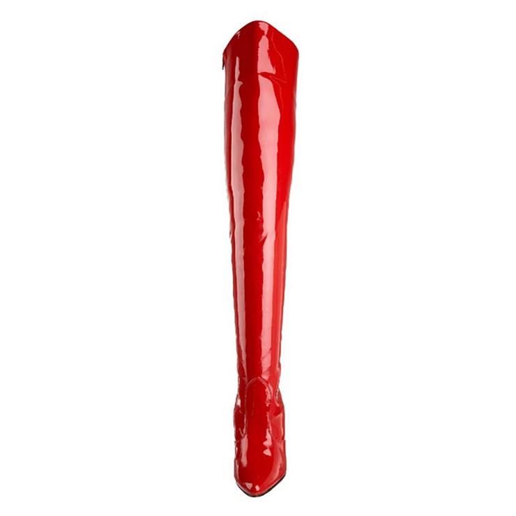 STIVALI SEXY IN VERNICE ROSSA SOPRA IL GINOCCHIO TACCO... 2
