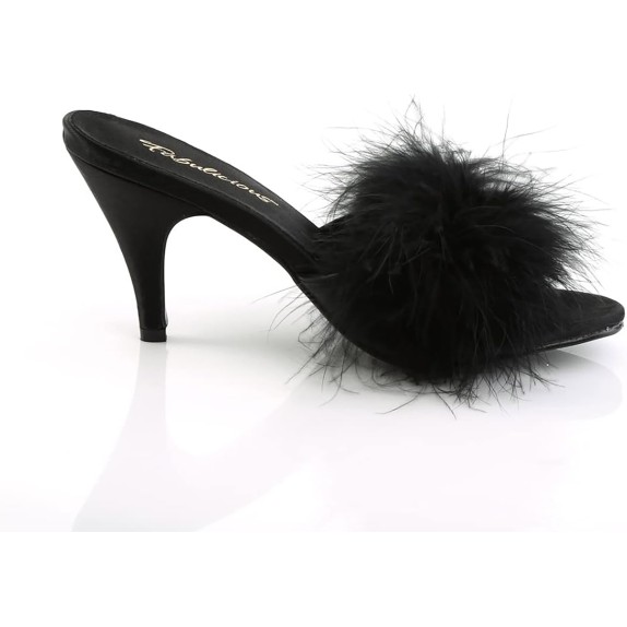 SANDALO SEXY TACCO BASSO CON TOMAIA IN PELLE E PELO AMOUR PLEASER
