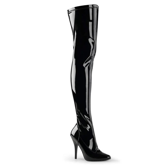 STIVALI SEXY IN VERNICE NERA SOPRA IL GINOCCHIO TACCO CM. 12