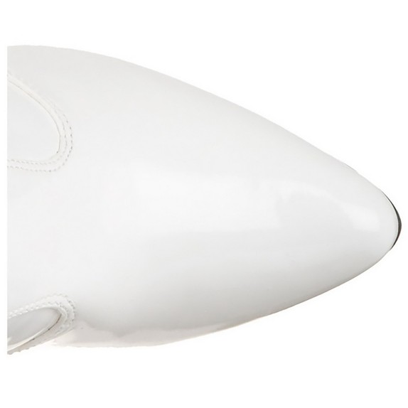 STIVALI SEXY IN VERNICE BIANCA SOPRA IL GINOCCHIO TACCO CM. 12 PLEASER