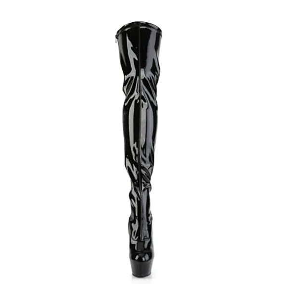 STIVALE ALTO ADERENTE SEXY LUCIDO TACCO 15 CM A SPILLO
