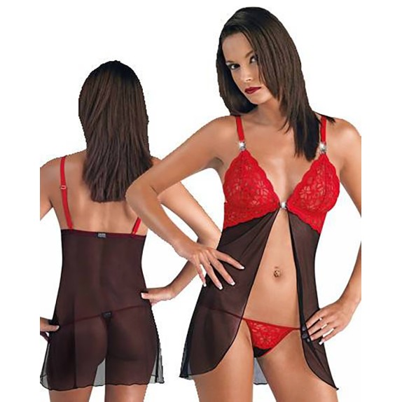 BABYDOLL SEXY PER DONNA PIZZO RICAMATO CON PERIZOMA