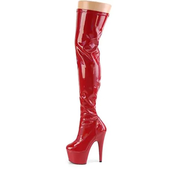 STIVALI SEXY NUMERI GRANDI TACCO 18 cm IN VERNICE ROSSA PLEASER ADORE